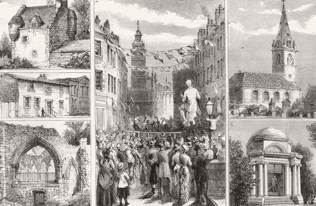 DUMFRIES. Burns Memorial. Nithsdale, Lincluden 1882 old antique print picture